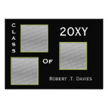 plain green Graduation multi photo Invitation invitations