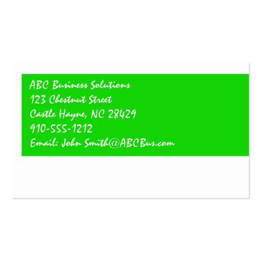 Plain Green Hand Modern Professional Business Card (back side)