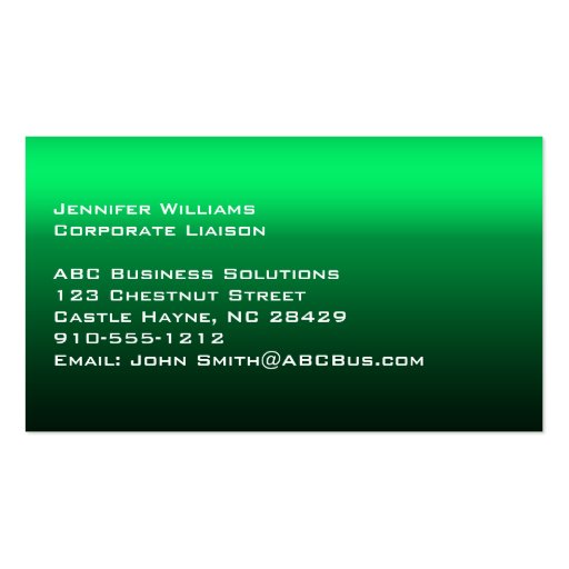 Plain Green Minimalist Professional Business Card (back side)