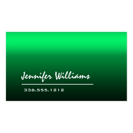 Plain Green Minimalist Professional Business Card
