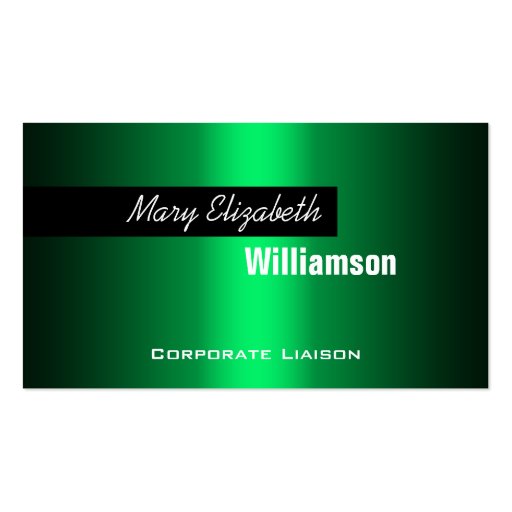 Plain Green Modern Professional Business Cards (front side)