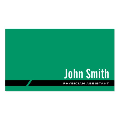 Plain Green Physician Assistant Business Card (front side)