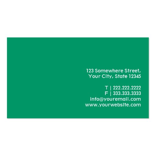 Plain Green Plastic Surgeon Business Card (back side)