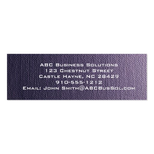 Plain Grey Canvas Slim Modern Business Cards (back side)