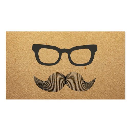 Plain Hipster Glasses & Mustache Calling Card Business Card (front side)