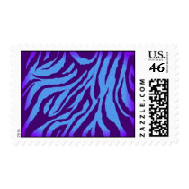 Plain Indigo/Blue Zebra Print Postage Stamp
