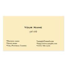 plain, light yellow business card.