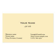 plain, light yellow business card. business cards