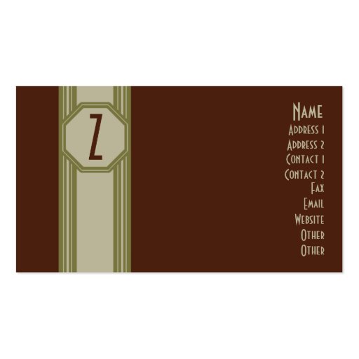 Plain Maroon, Green, & Tan Business Card (front side)