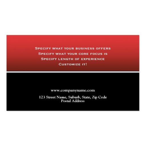 Plain masculine professional red black white business card template (back side)