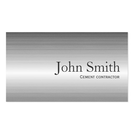 Plain Metal Cement Contractor Business Card (front side)