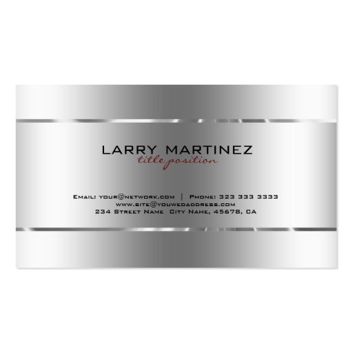 Plain Metallic Silver Design Stainless Steel Look Business Card (back side)