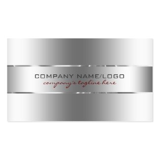 Plain Metallic Silver Design Stainless Steel Look Double-Sided Standard Business Cards (Pack Of 100)