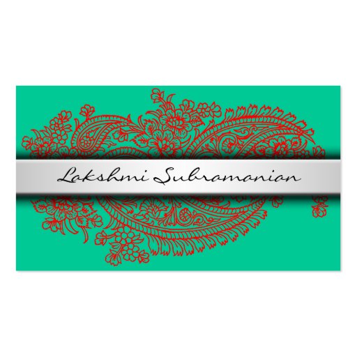 Plain Modern India Paisley Business Cards (front side)