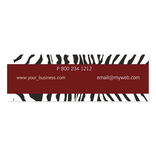 Plain Modern Zebra Business Card Template (back side)
