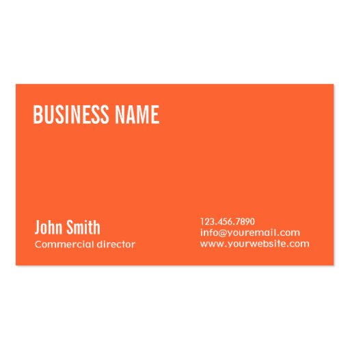 Plain Orange Commercial Director Business Card (front side)