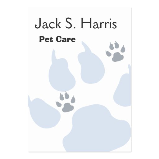 Plain Pet Care Animal Sitter Dog Cat Paw Prints Business Card Templates (front side)