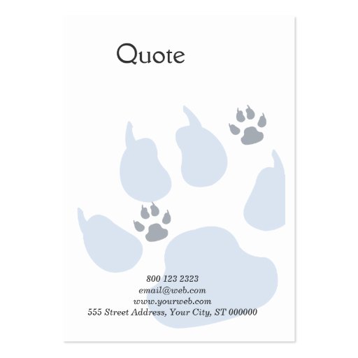 Plain Pet Care Animal Sitter Dog Cat Paw Prints Business Card Templates (back side)