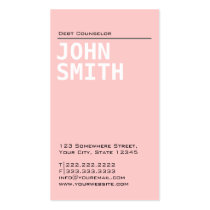 Plain Pink Debt Counselor Business Card