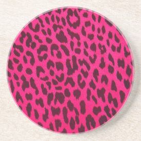 Plain Hot Pink Leopard Animal Print Coaster scene style