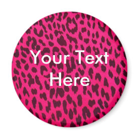Plain Hot Pink Leopard Animal Print Magnet scene style - round circle