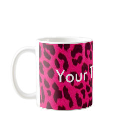 Plain Hot Pink Leopard Animal Print Mug scene style