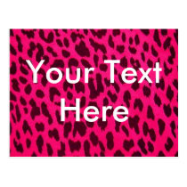Plain Pink Leopard Print Postcard* postcards
