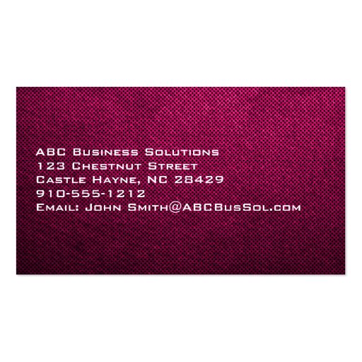 Plain Pink Modern Professional Business Cards (back side)