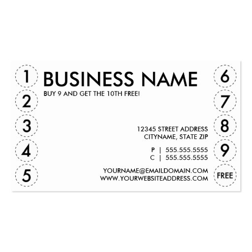 plain punch card business card (front side)