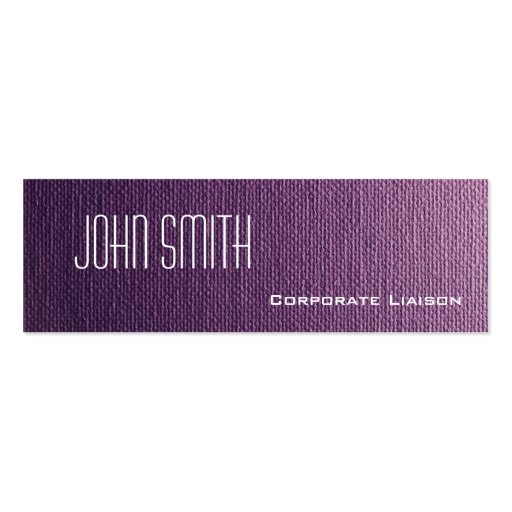 Plain Purple Canvas Slim Modern Business Cards (front side)
