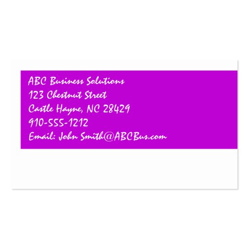 Plain Purple Hand Modern Professionl Business Card (back side)