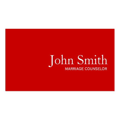 Plain Red Marriage Counseling Business Card