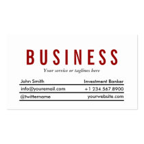 Plain Red Title Investment Banker Business Card