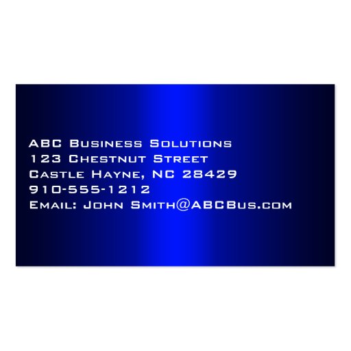 Plain Shades of Blue Professional Business Card (back side)