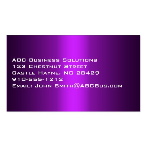 Plain Shades of Purple Professional Business Cards (back side)