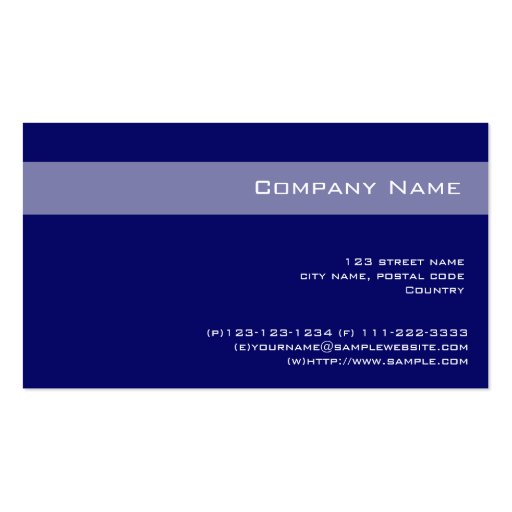 Plain,simple,elegant blue business card. (back side)