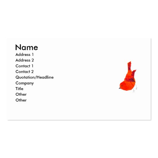 Plain Simple Generic Nature Red Bird Business Card Template
