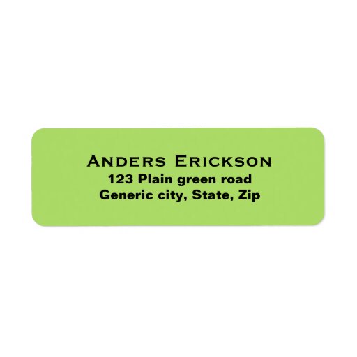 Plain simple green background black text custom label Zazzle