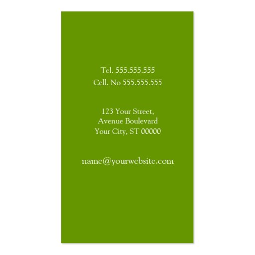 Plain & Simple Green Vertical Business Card (back side)