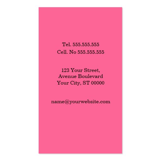 Plain & Simple Pink Vertical Business Card (back side)