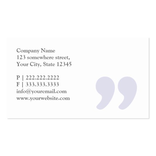Plain Simple Quotes Producer Business Card (back side)