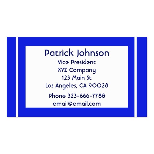 plain simple royal blue business card templates (back side)