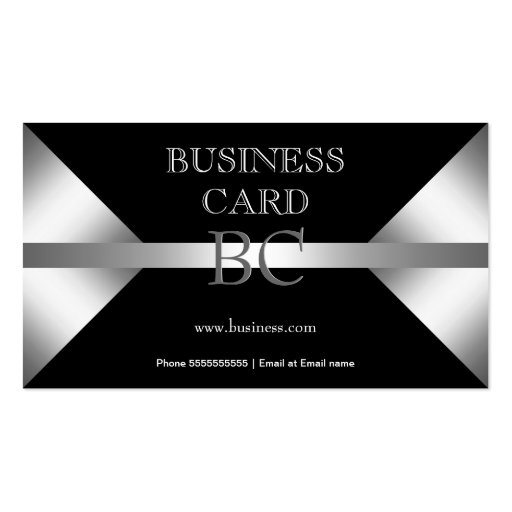 Plain Simple Silver Black Monogram 4C Business Card Template