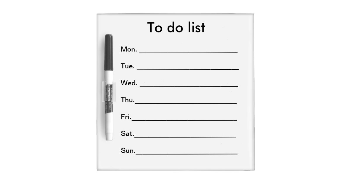 Plain, simple to do list dry erase board Zazzle