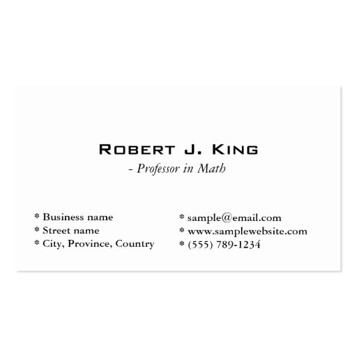 plain, simple white business card templates (front side)