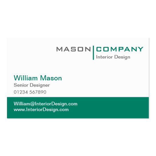 Plain Teal Green & White Corporate Stylish Card Business Card Template (front side)