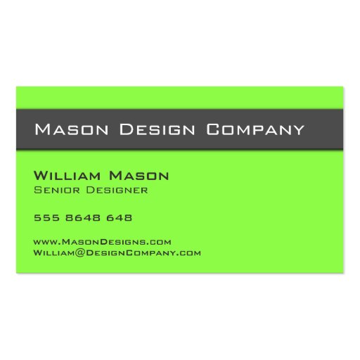 Plain Two Tone Lime and Gray Stylish Card Business Card Templates (back side)