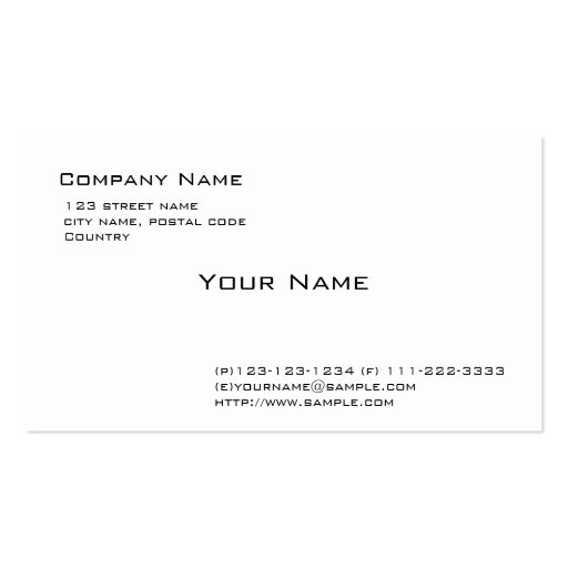 plain white business card templates (front side)