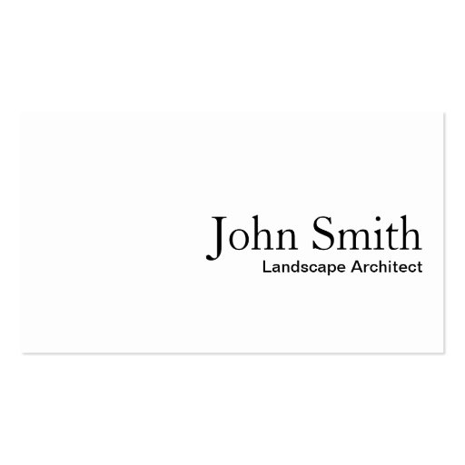 Plain White Landscape Architect Business Card