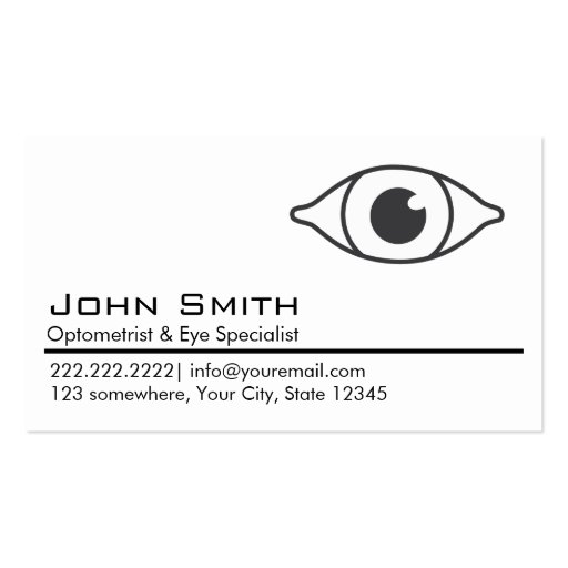 Plain White Optometrist & Eye Care Business Card